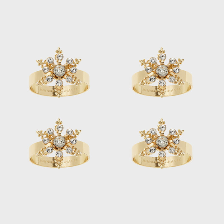 Classic Snowflake Skinny Napkin Rings, Crystal, Set of Four