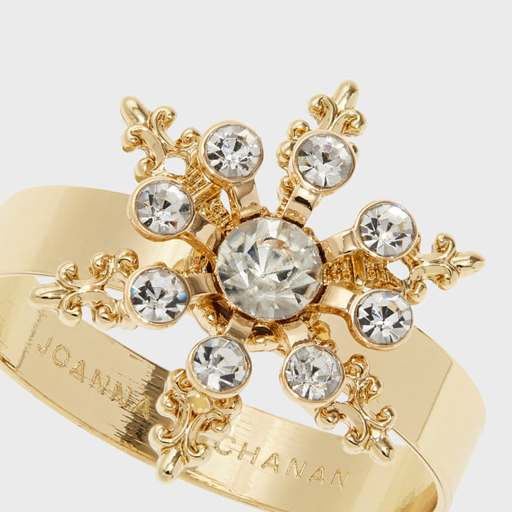 Classic Snowflake Skinny Napkin Rings, Crystal, Set of Four