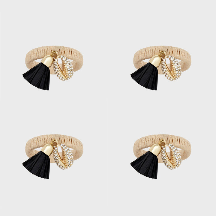 Black Skinny Puka Shell Napkin Rings - Set of 4