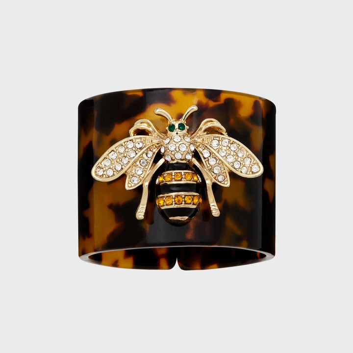 Tortoiseshell Stripey Bee Resin Napkin Rings - Set of 4