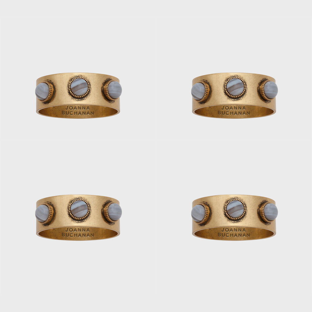 Cabochon Napkin Rings, Agate, Set of Four