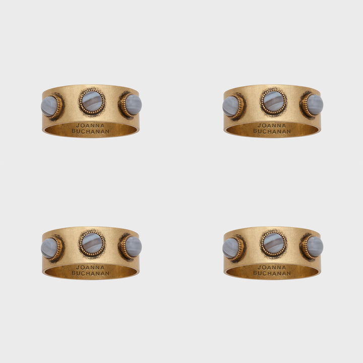 Cabochon Napkin Rings, Agate, Set of Four