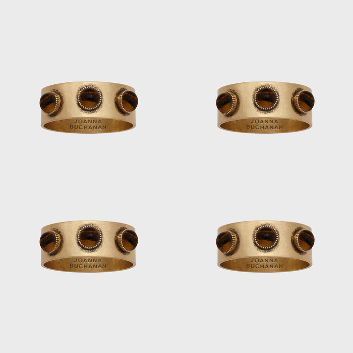 Cabochon Napkin Rings, Tigers Eye, Set of Four