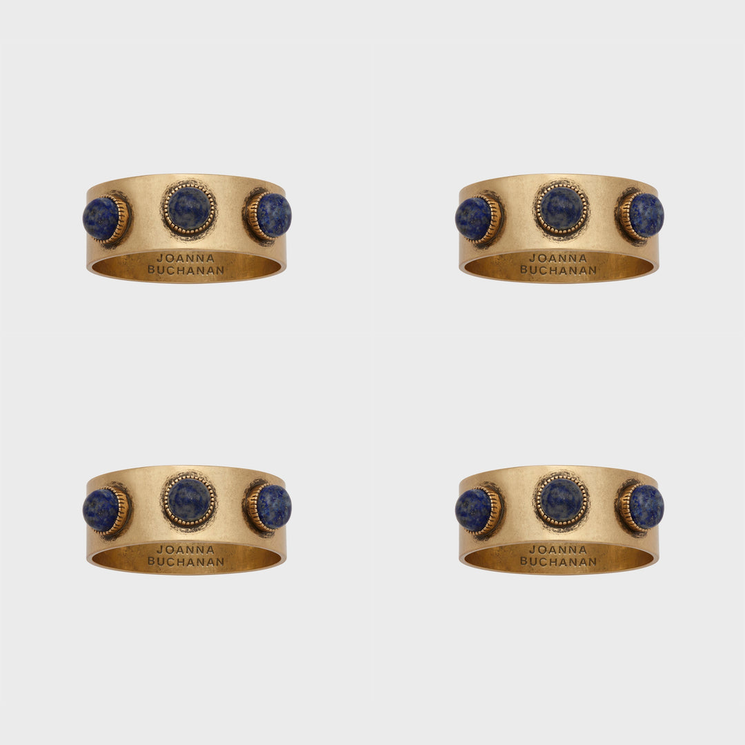 Lapis Lazuli Cabochon Napkin Rings - Set of 4