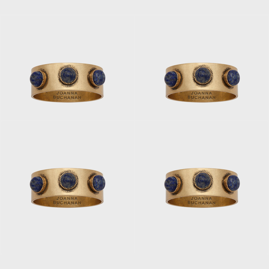 Cabochon Napkin Rings, Lapis Lazuli, Set of Four