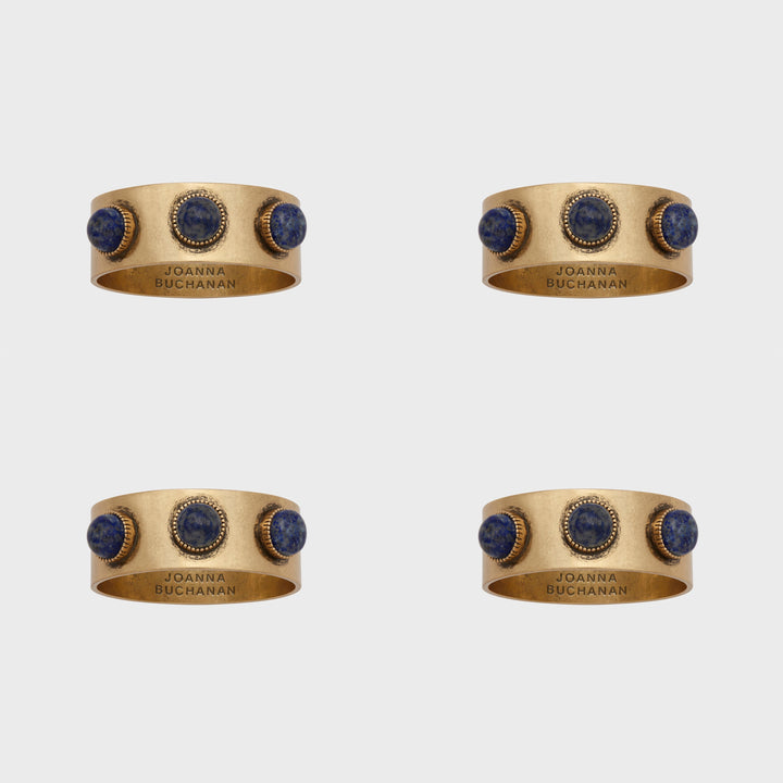 Cabochon Napkin Rings, Lapis Lazuli, Set of Four