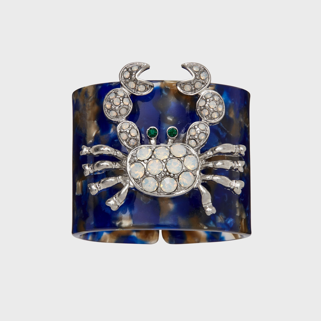Crab Blue Tortoiseshell Resin Napkin Rings - Set of 4