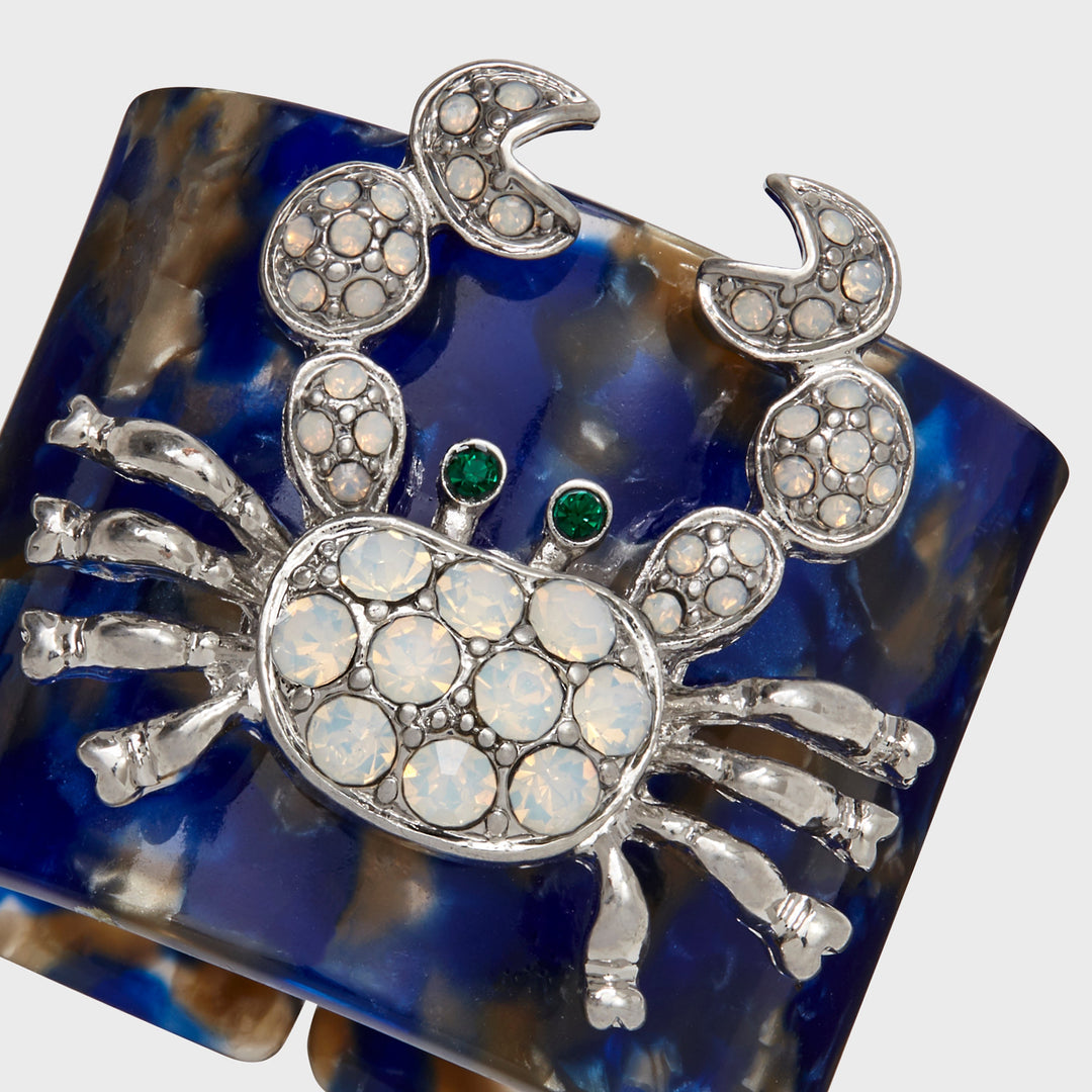 Crab Blue Tortoiseshell Resin Napkin Rings - Set of 4