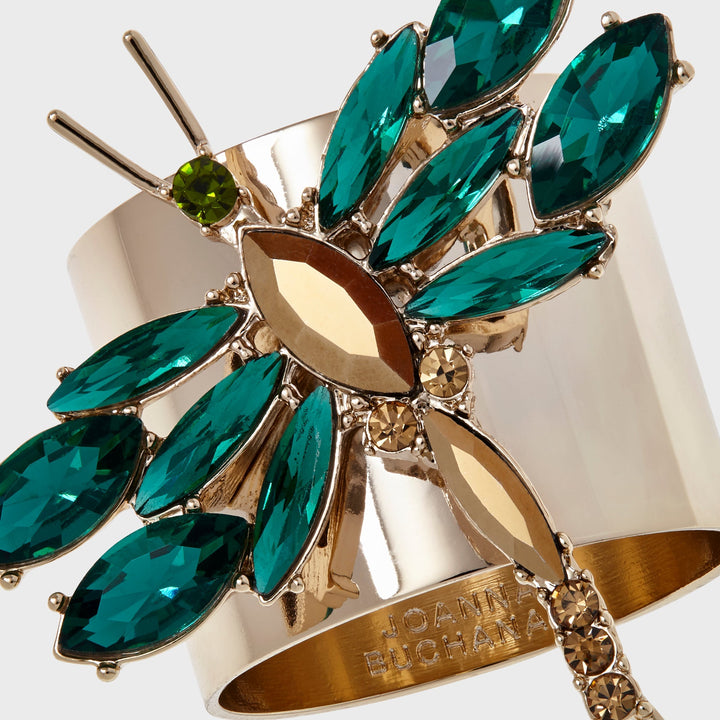 Dragonfly Napkin Rings, Emerald, Set of Two