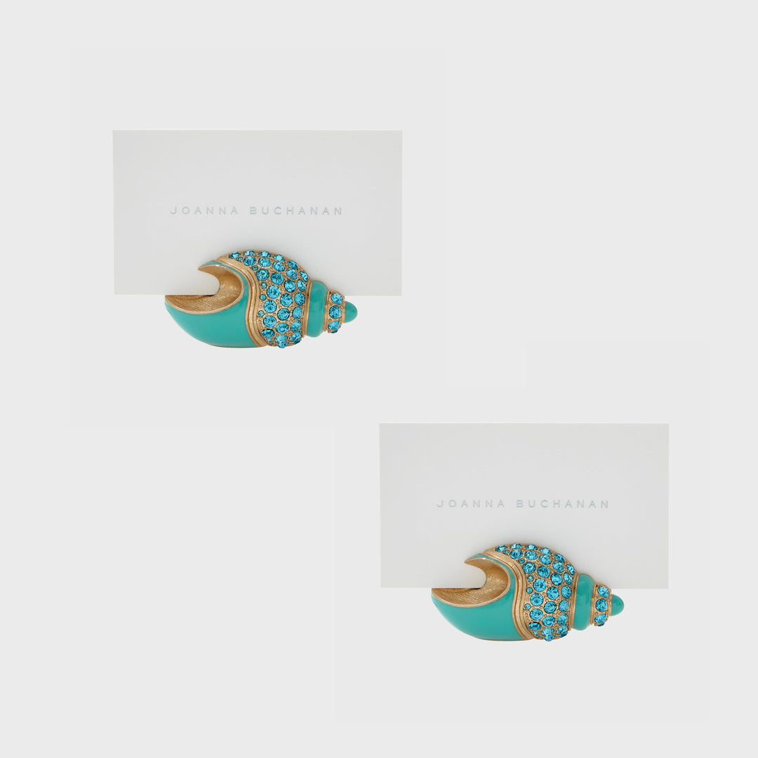 Jeweled Shell Placecard Holders, Set of Two