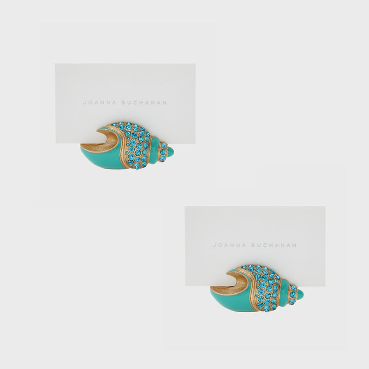 Jeweled Shell Placecard Holders, Set of Two
