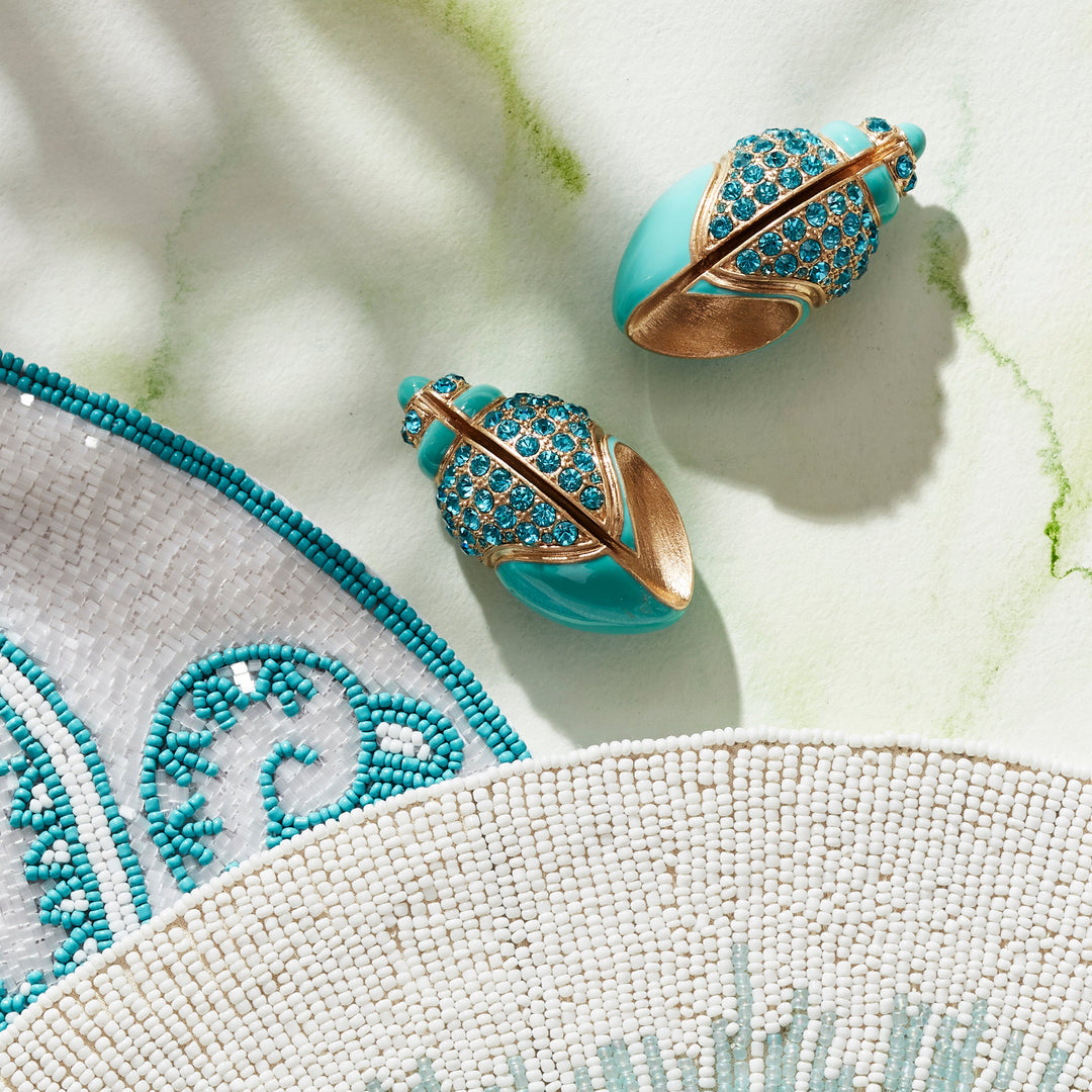 Jeweled Shell Placecard Holders, Set of Two