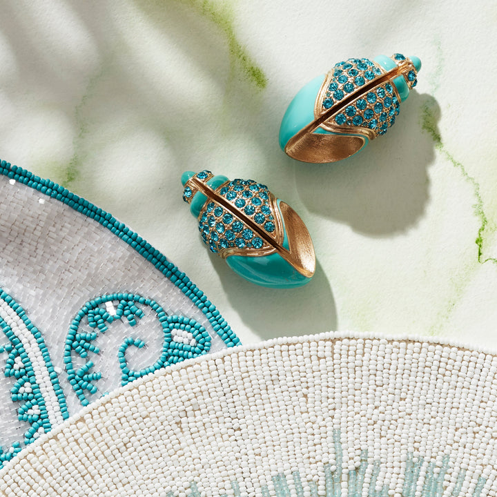 Jeweled Shell Placecard Holders, Set of Two