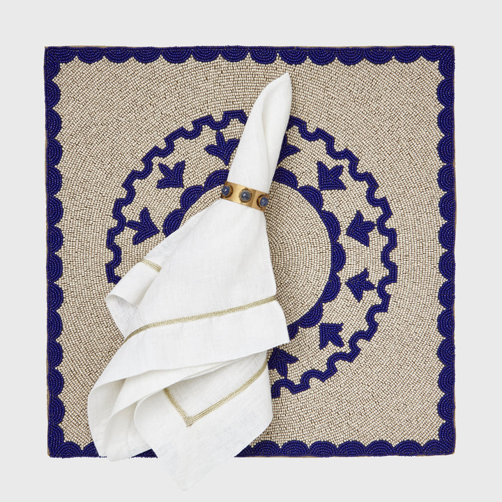 Cabochon Napkin Rings, Lapis Lazuli, Set of Four