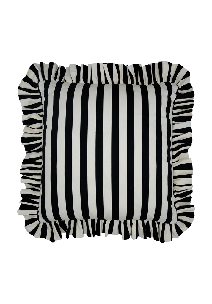 Humbug Square Striped & Ruffled Cushion