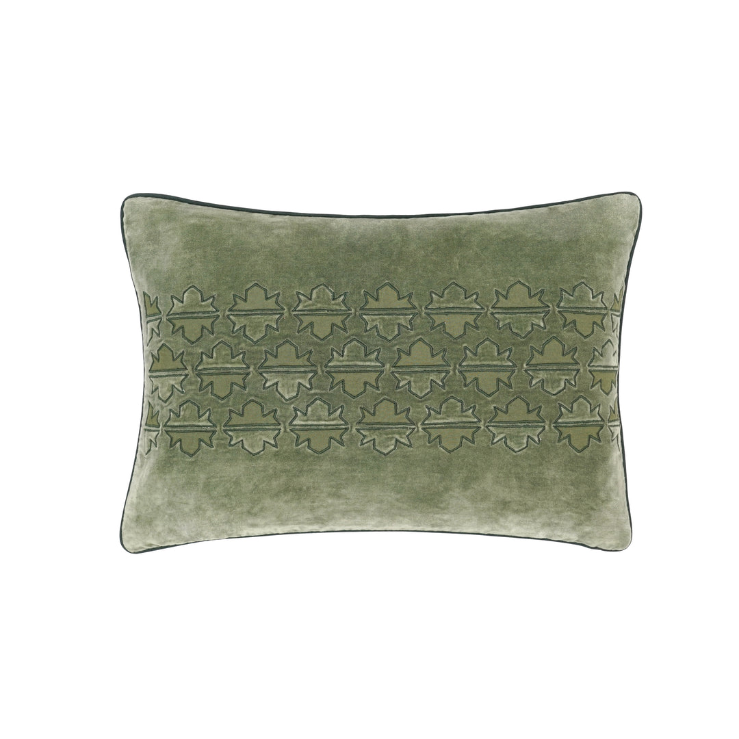Sintra Appliqué Velvet Rectangular Cushion - Green