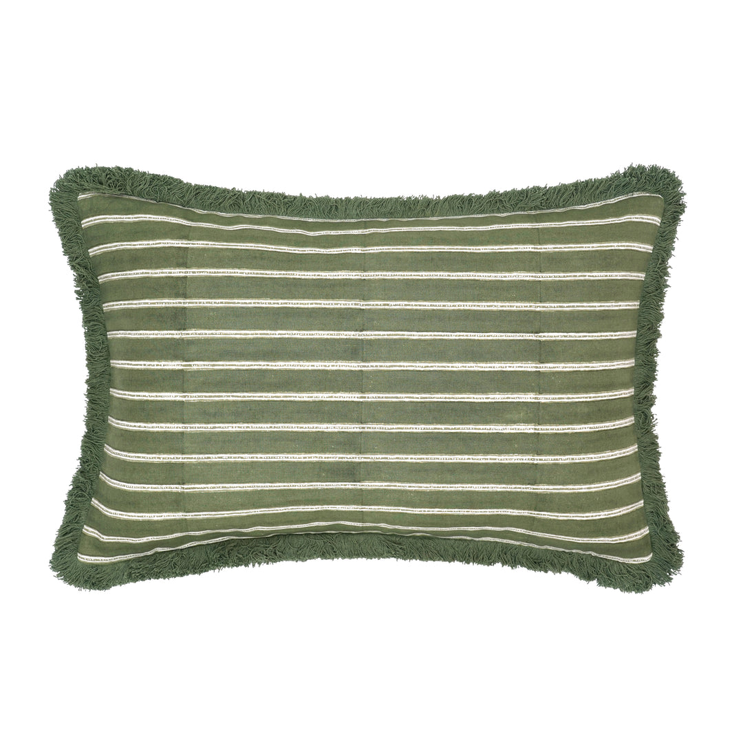 Edo Striped Cushion - Moss Green
