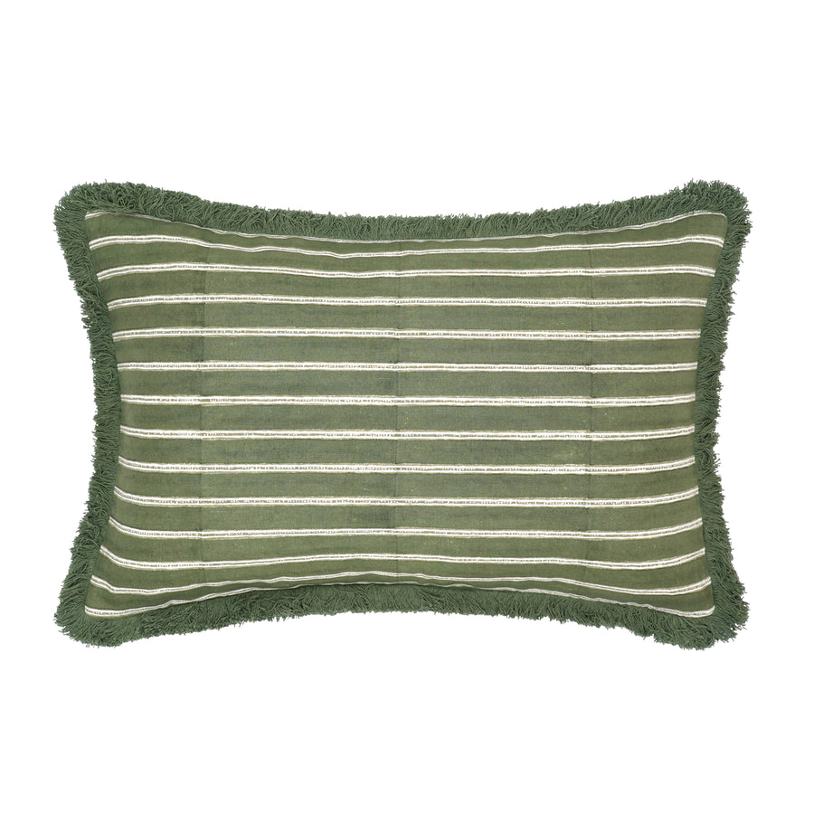 Edo Striped Cushion - Moss Green