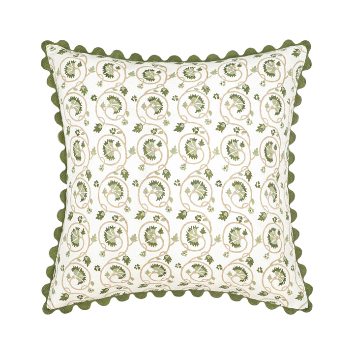 Santa Maria Block Print Cushion - Green