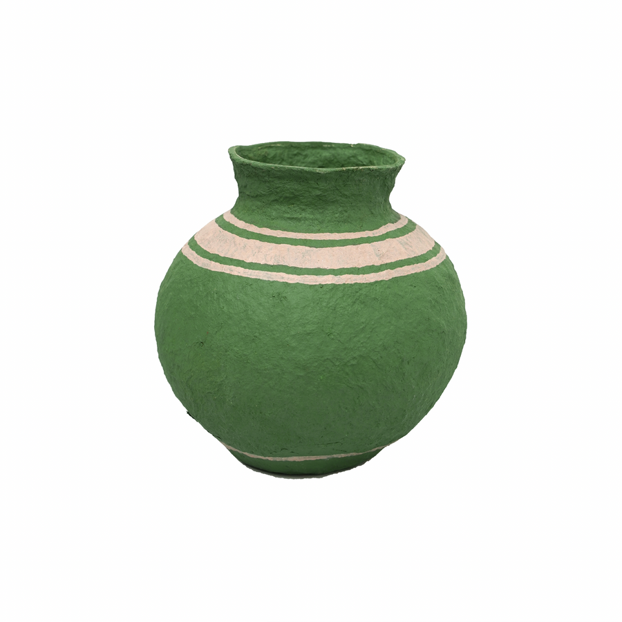 Cotton Maché Vase - Green