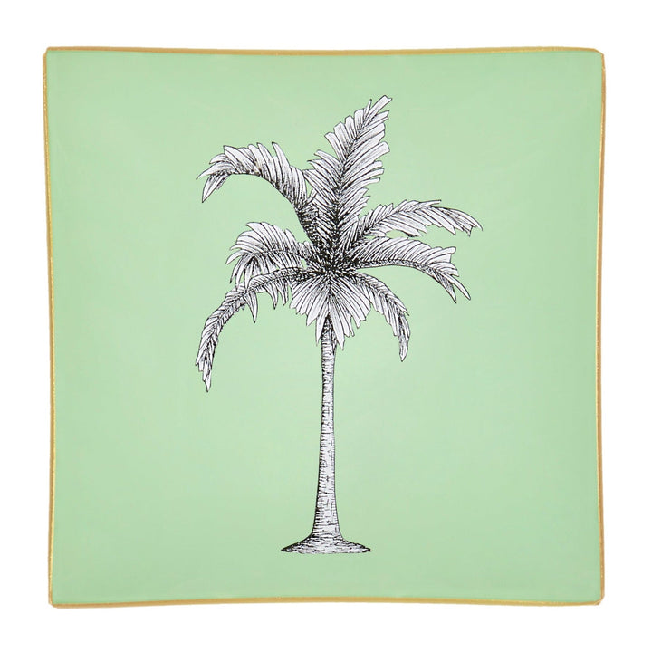 Palm Tree Glass Tray - Sage Green