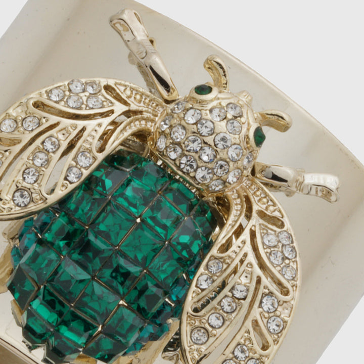 Emerald Sparkle Bee Napkin Rings - Pair