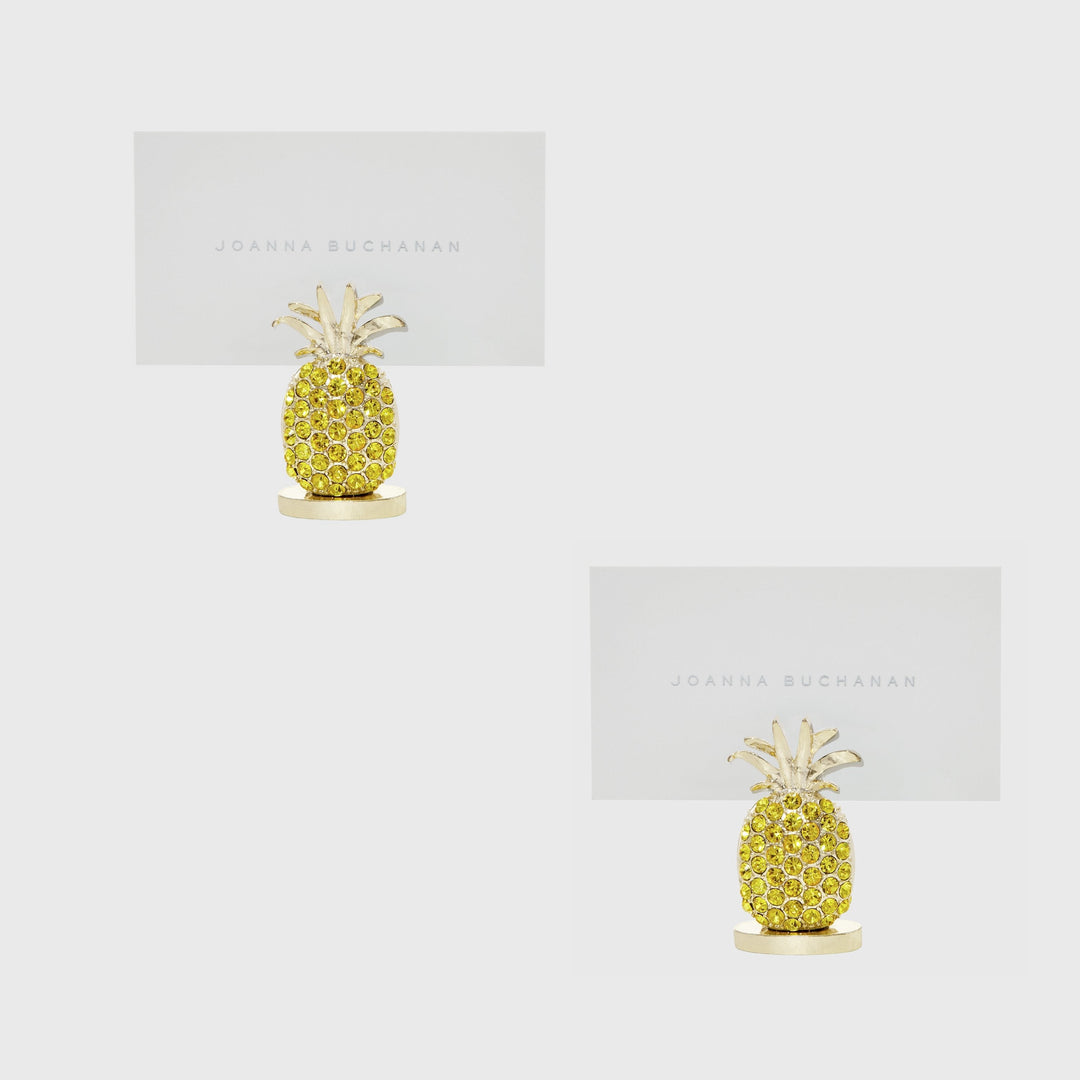 Pineapple Placecard Holders, Yellow, Set of Two