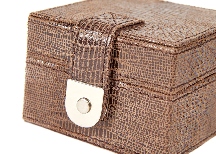 Hector Chocolate Croc Leather Stud Box