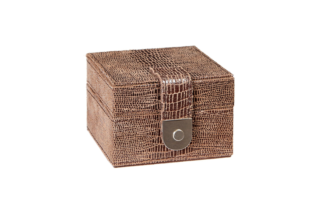 Hector Chocolate Croc Leather Stud Box