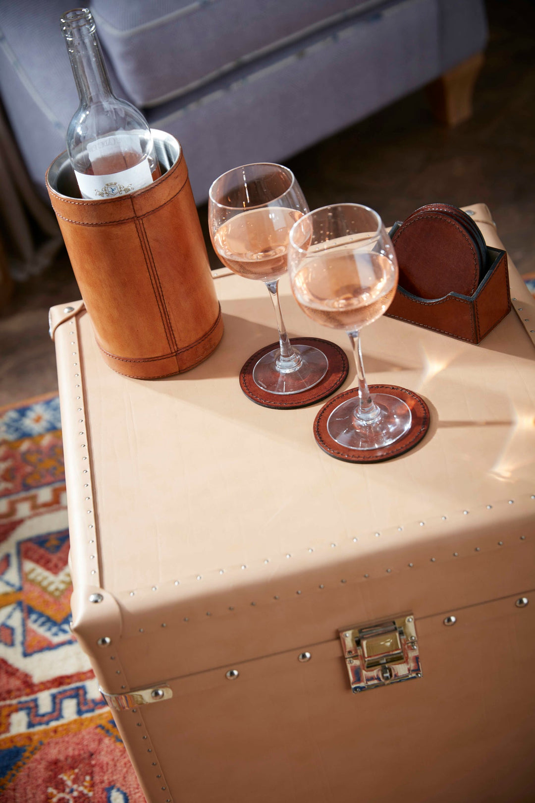 Henley Vintage Tan Leather Wine Cooler
