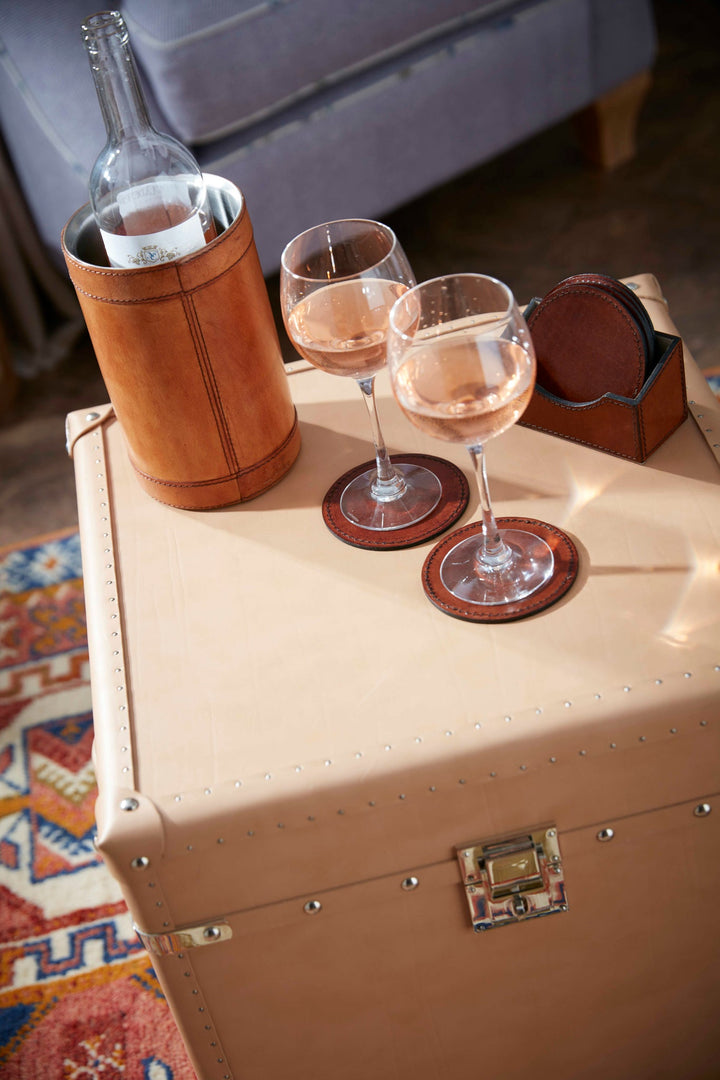 Henley Vintage Tan Leather Wine Cooler