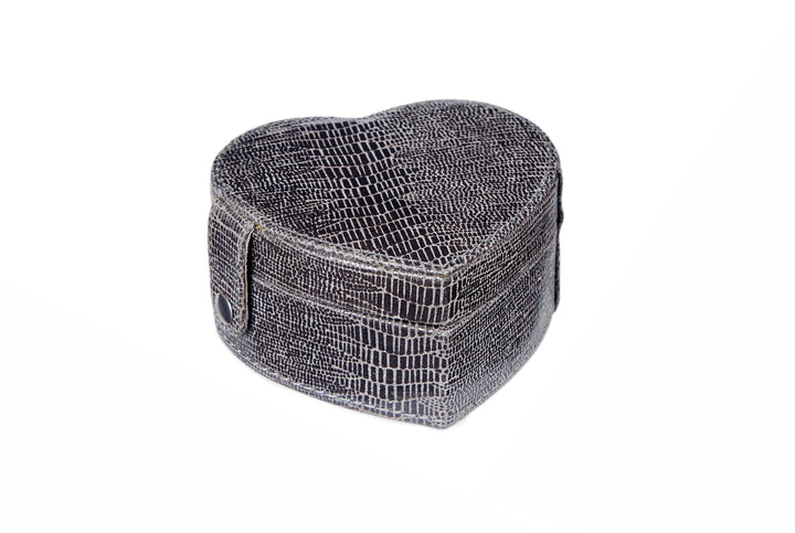 Hermione Grey Croc Leather Heart-Shaped Trinket Box
