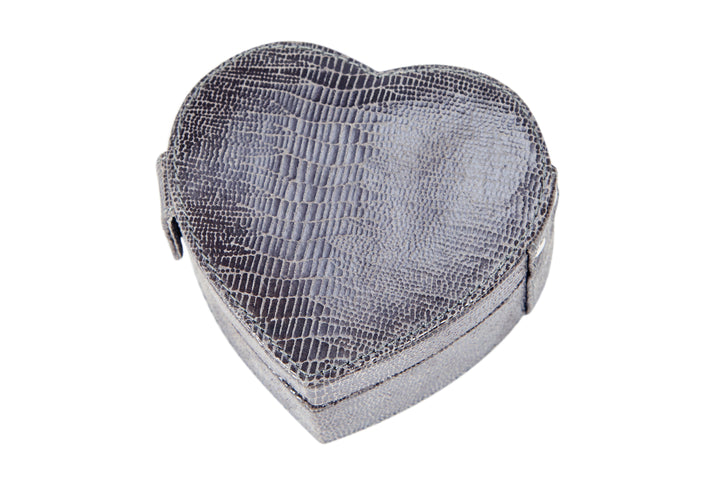 Hermione Grey Croc Leather Heart-Shaped Trinket Box