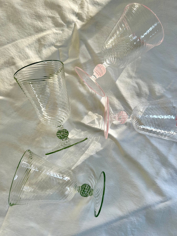 Green Dido Venetian Wine Glasses - Pair