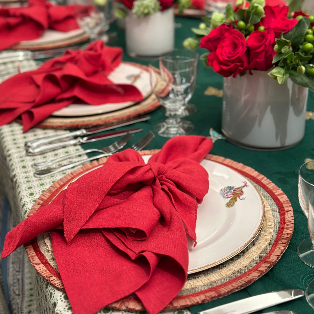 Bow Linen Napkin, Berry, Set of Two