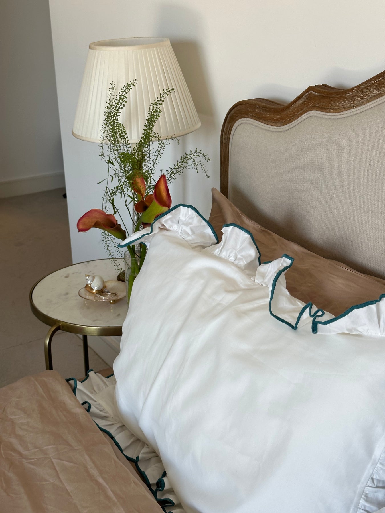 Teal Ruffle Bedding Provence Ruffled Cotton Bedding, Teal Blue - Decoralist