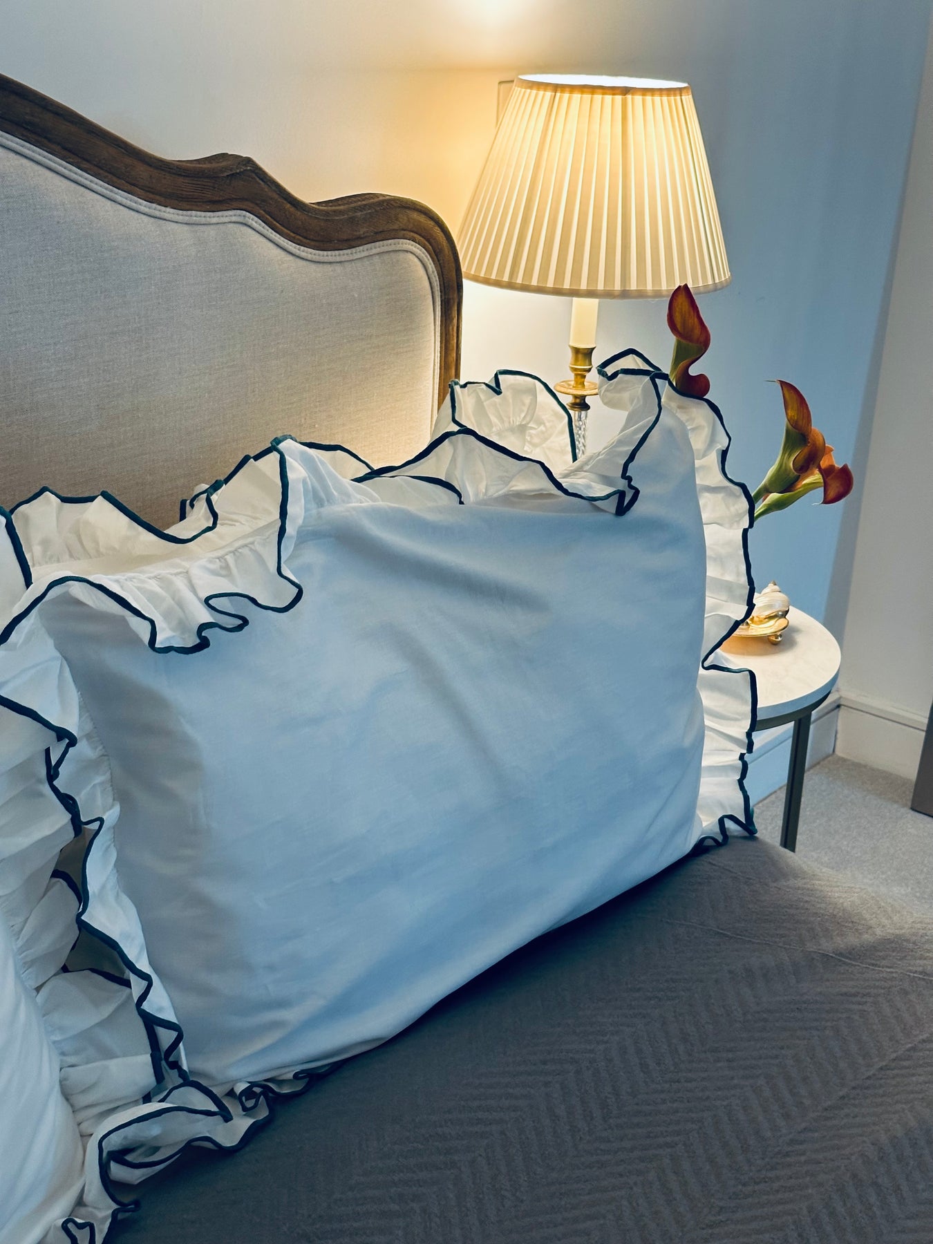 Teal Ruffle Bedding Provence Ruffled Cotton Bedding, Teal Blue - Decoralist