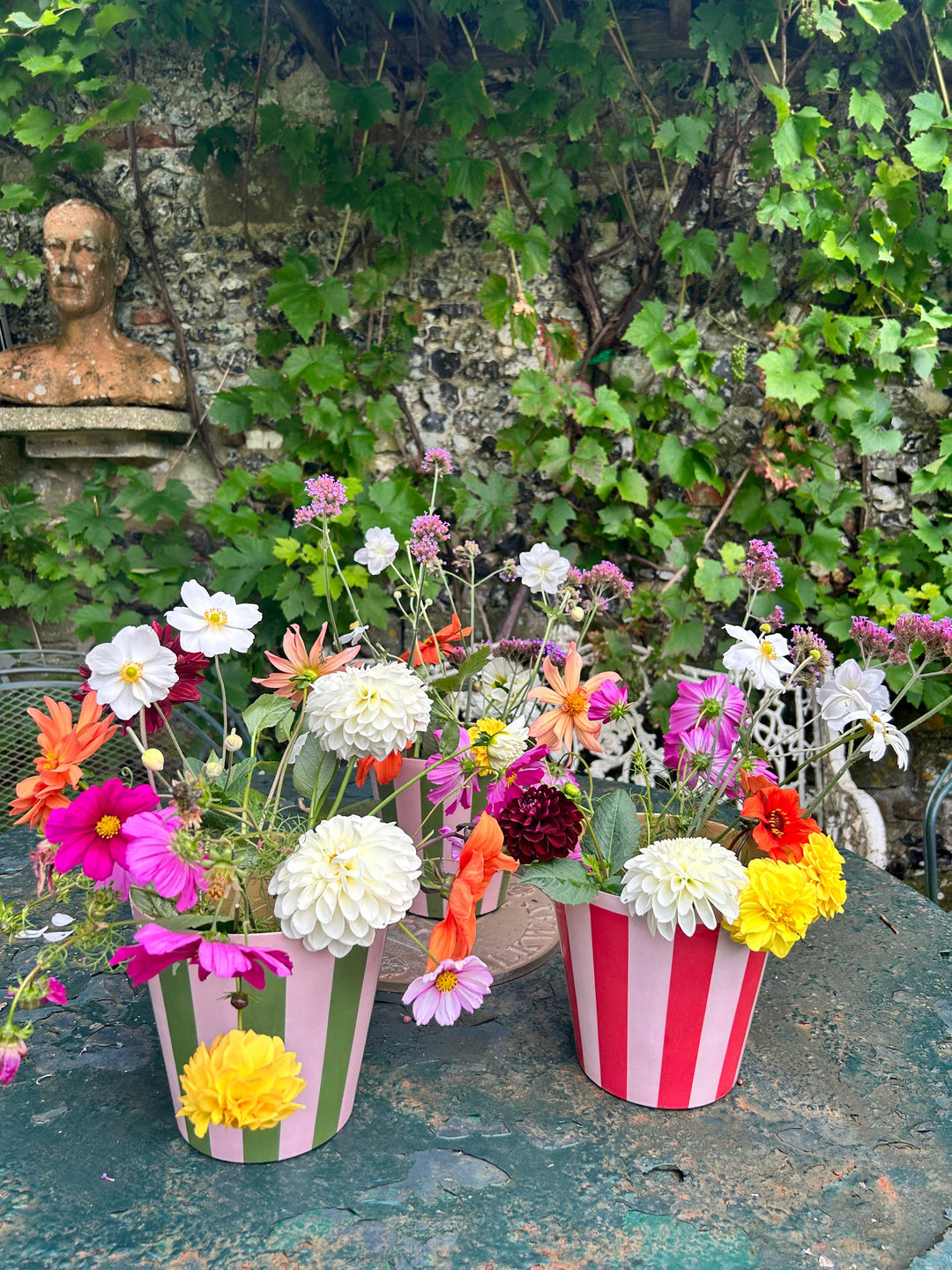 The Penny Planter - Pink & Red Stripe