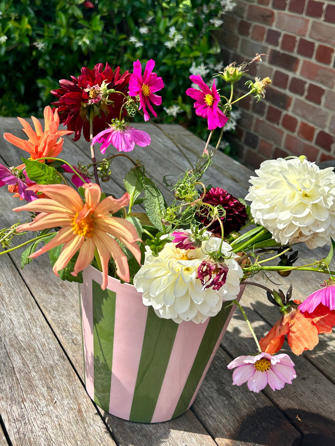 The Penny Planter - Pink & Green Stripe