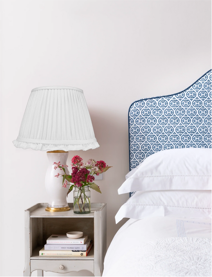 Frilled Pleated Linen Lampshade - Ivory