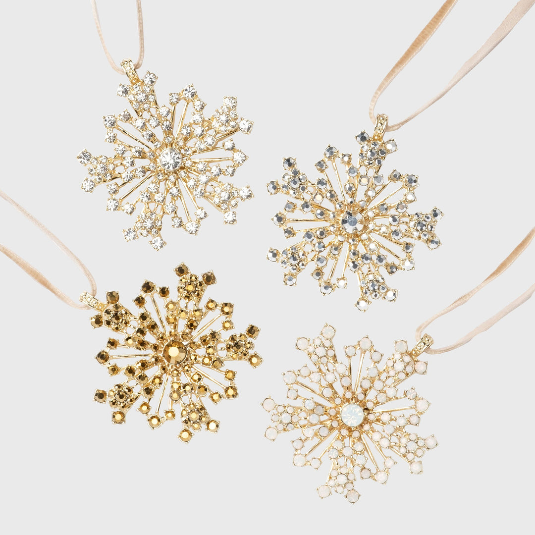 Sparkle Snowflake Hanging Ornaments - Set of 4