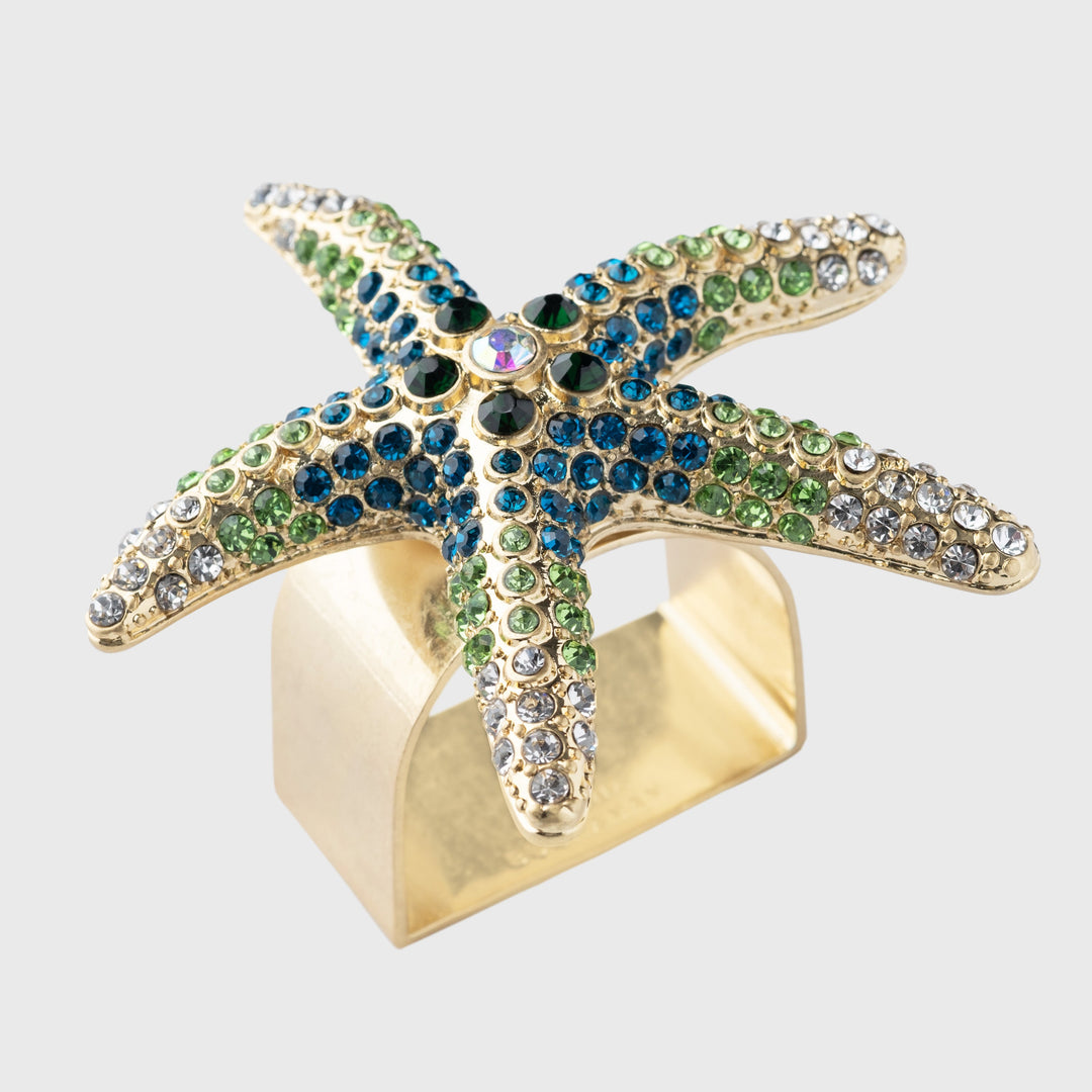 Green Starfish Skinny Napkin Rings - Set of 4