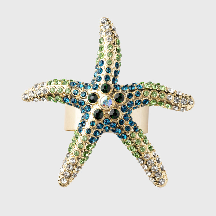 Green Starfish Skinny Napkin Rings - Set of 4