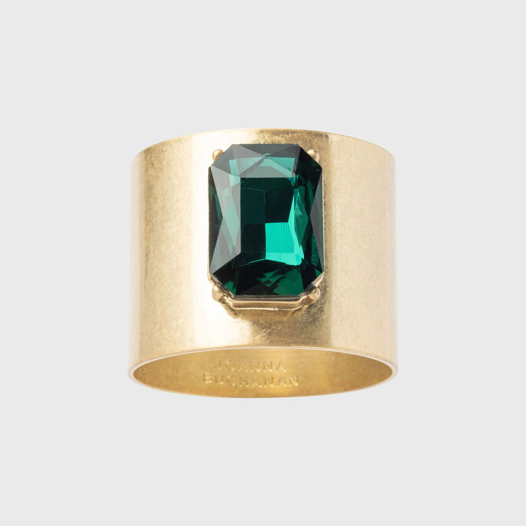 Emerald Single Gem Napkin Rings - Pair