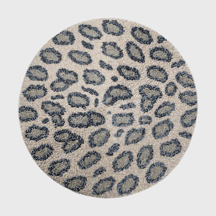 Animal Pattern Hand Beaded Placemat, Silver