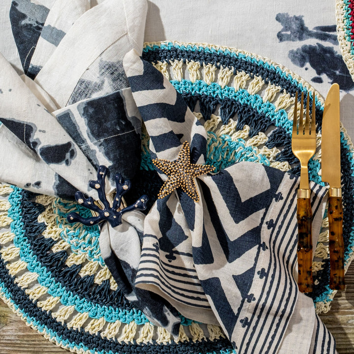 Brushstroke Dinner Napkins, Indigo, Set of Two