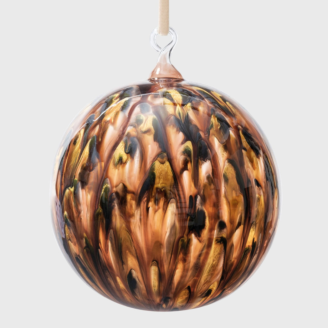 Tortoiseshell Feather Paint Large Glass Balls - Pair