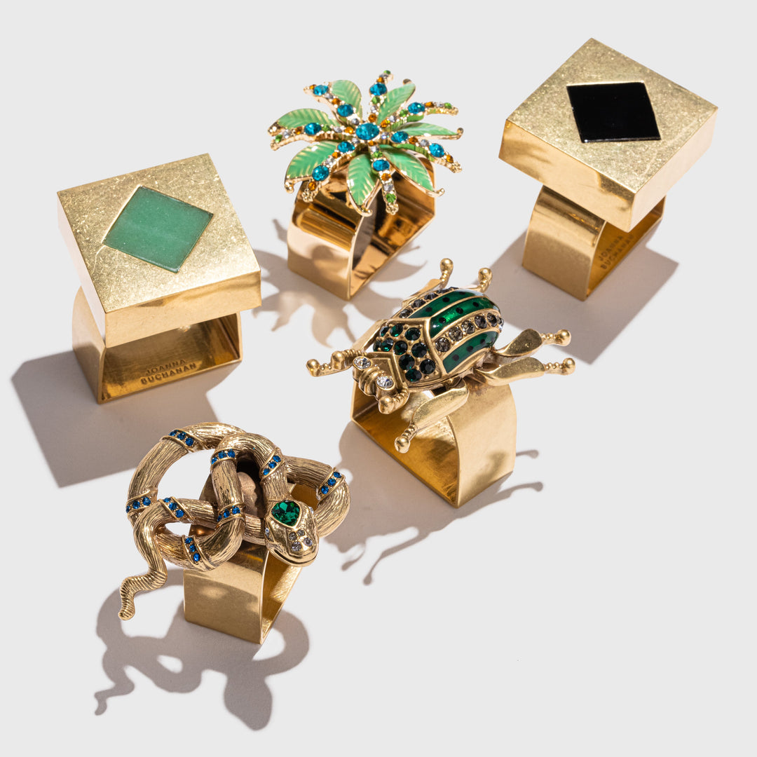 Deco Cube Napkin Rings, Indian Agate, Set of Four