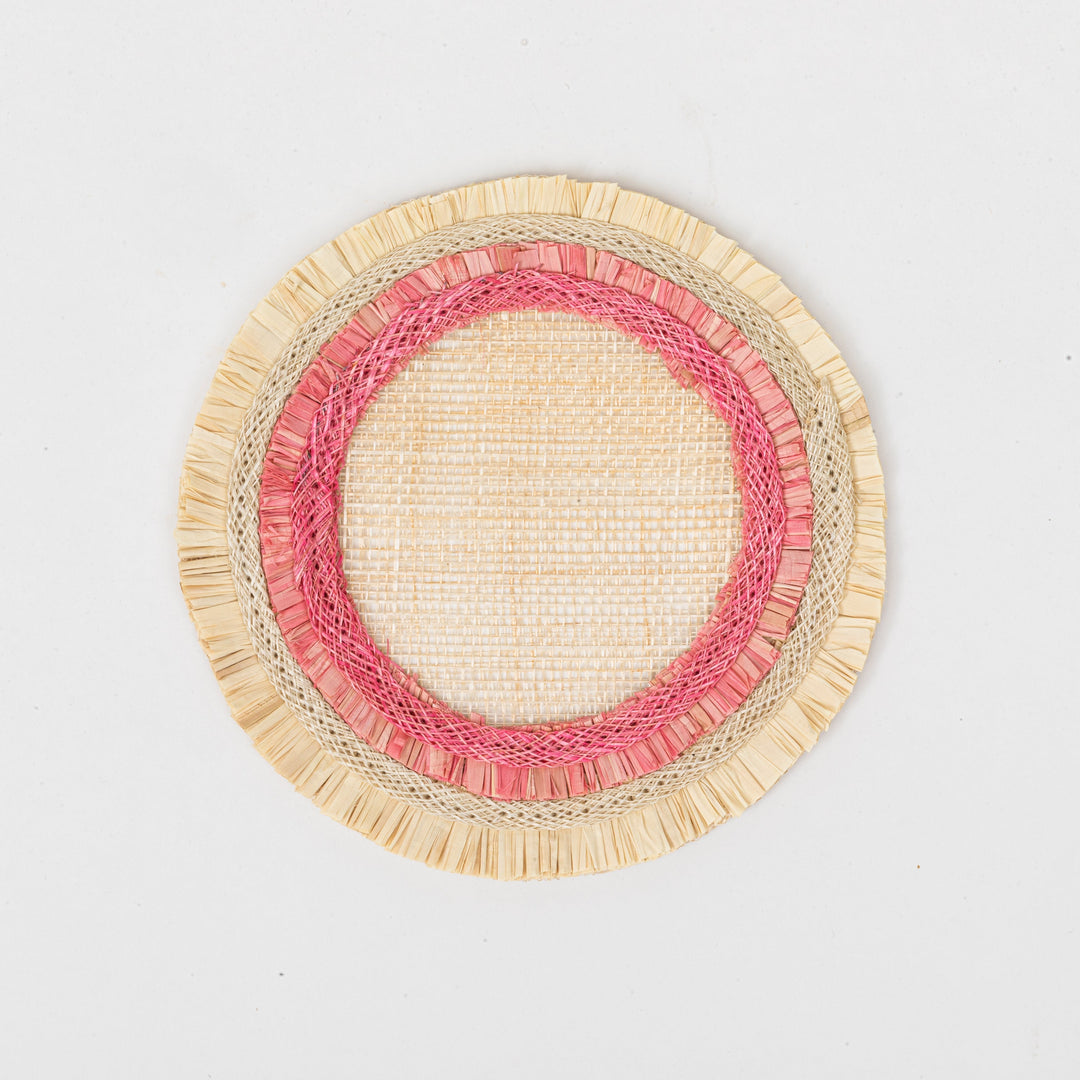 Ruffle Edge Straw Coasters, Pink