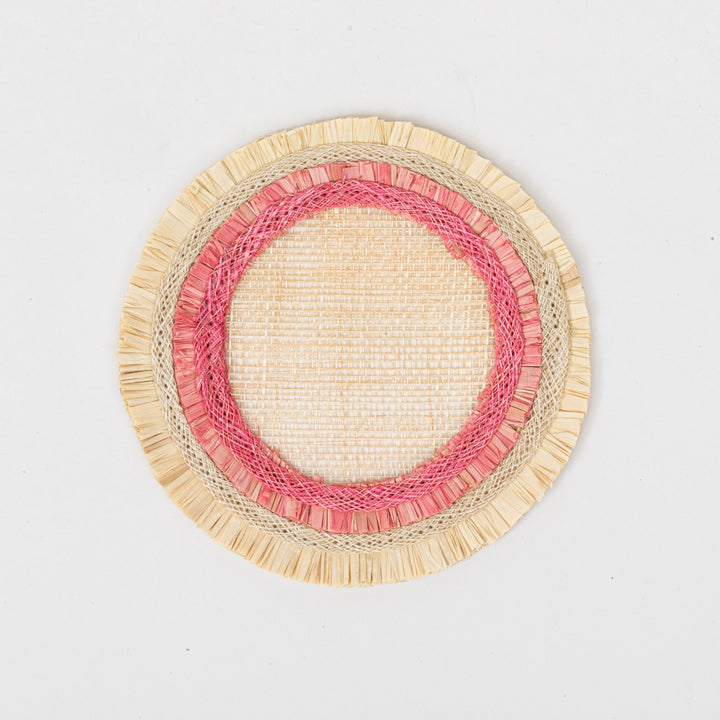 Ruffle Edge Straw Coasters, Pink